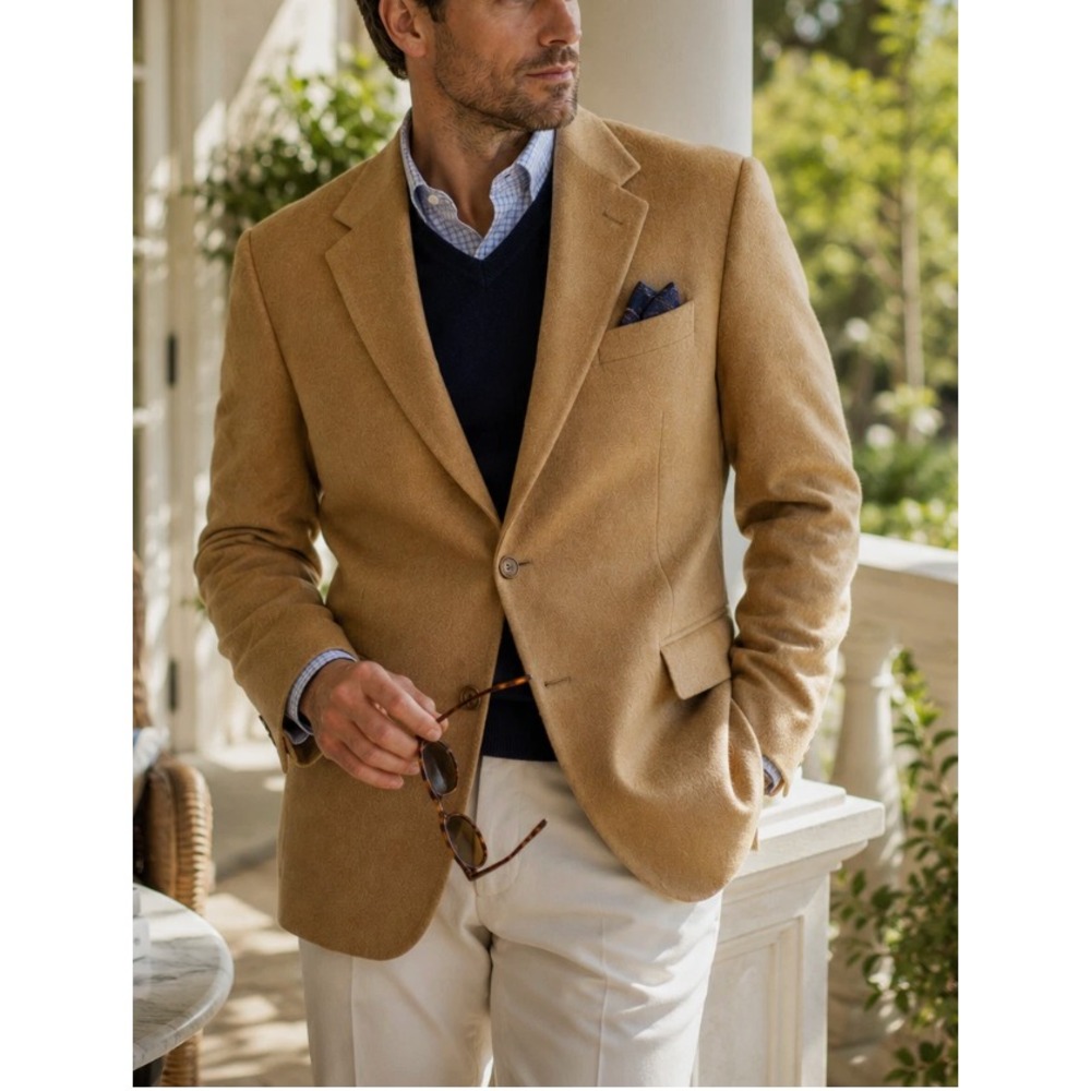 NWT Vtg Evan-Picone Camel Hair Blazer Sport Coat Jacket Tan 44R Mens Classic